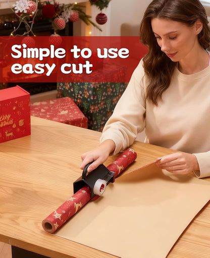 Wrapping Paper Cutter & Tape Dispenser - Dual Use Wrap Cutter Tool