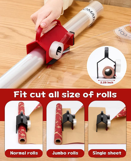 Wrapping Paper Cutter & Tape Dispenser - Dual Use Wrap Cutter Tool