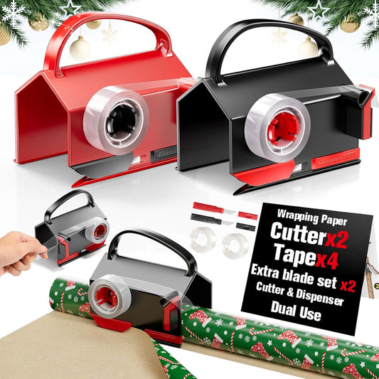 Wrapping Paper Cutter & Tape Dispenser - Dual Use Wrap Cutter Tool