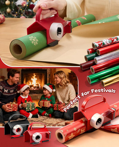 Wrapping Paper Cutter & Tape Dispenser - Dual Use Wrap Cutter Tool