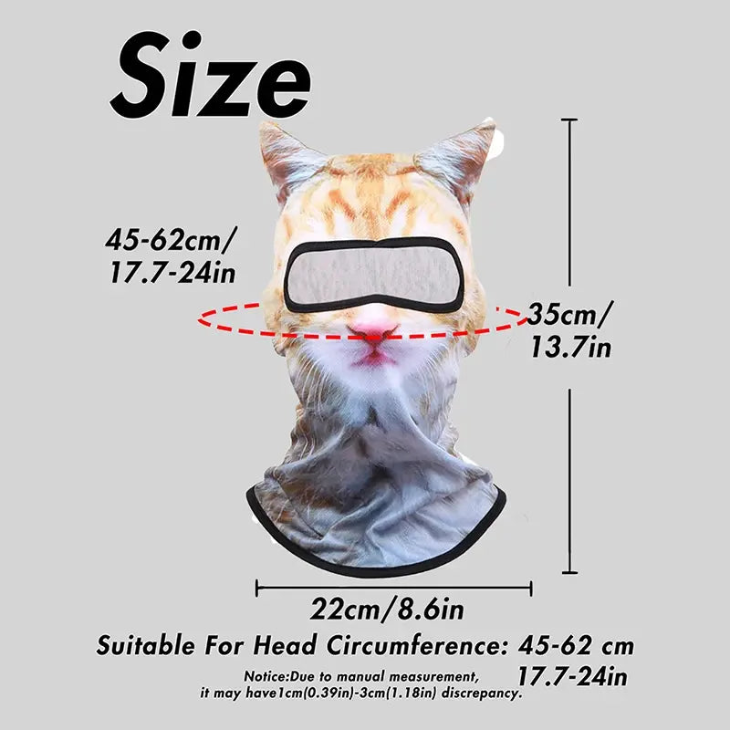 3D Ski Balaclava - Animal Face Full Face Hood Mask
